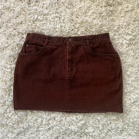 𝅺y2k Brown Corduroy Mini Skirt - Picture 2 of 5